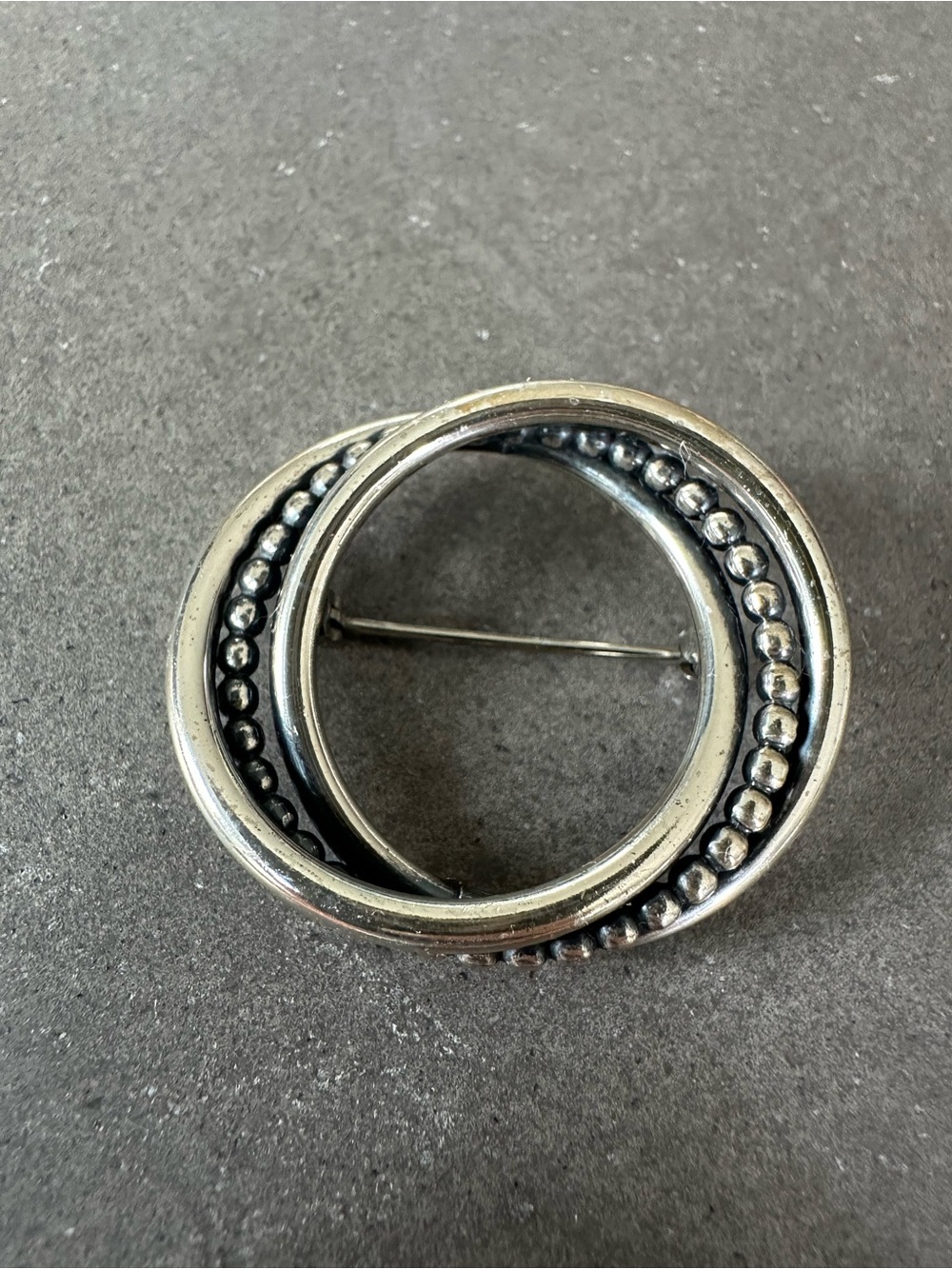 Vintage BEAU-STER Sterling Silver Circle Love Knot Brooch